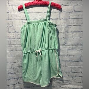 Mint Green Girls Terry Cloth Romper with Removable Straps